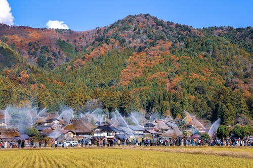 晩秋の美山かやぶきの里一斉放水点検風景と高浜・中山寺を訪ねる